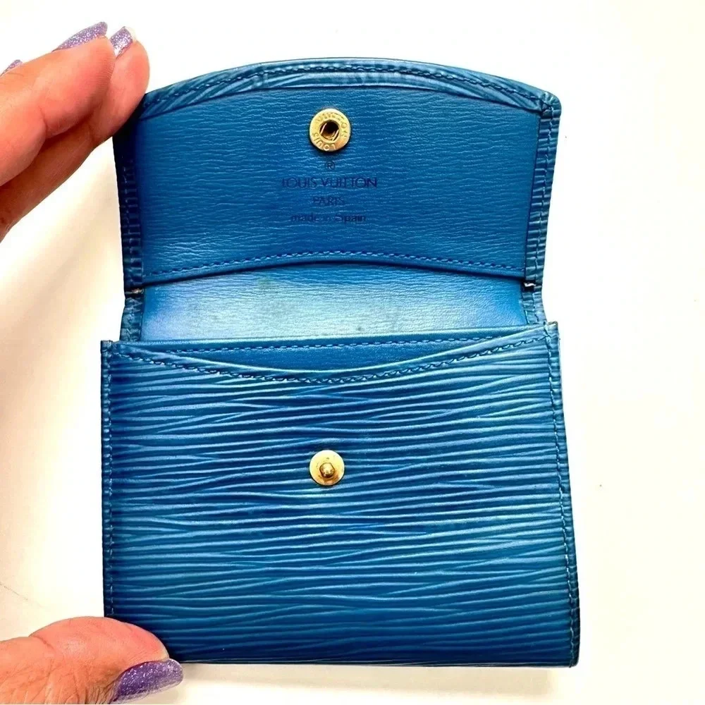 LV blue Epi Porte Minnaie Coin Wallet
